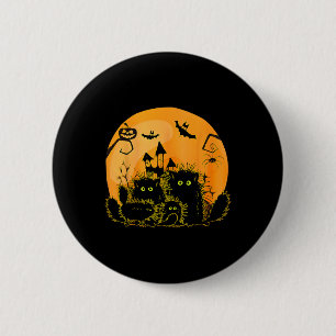 Macaron Rond 5 Cm Citrouille Chat noir Lune Amoureux des chats Costu