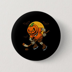 Macaron Rond 5 Cm Citrouille de hockey sur glace visage d'Halloween