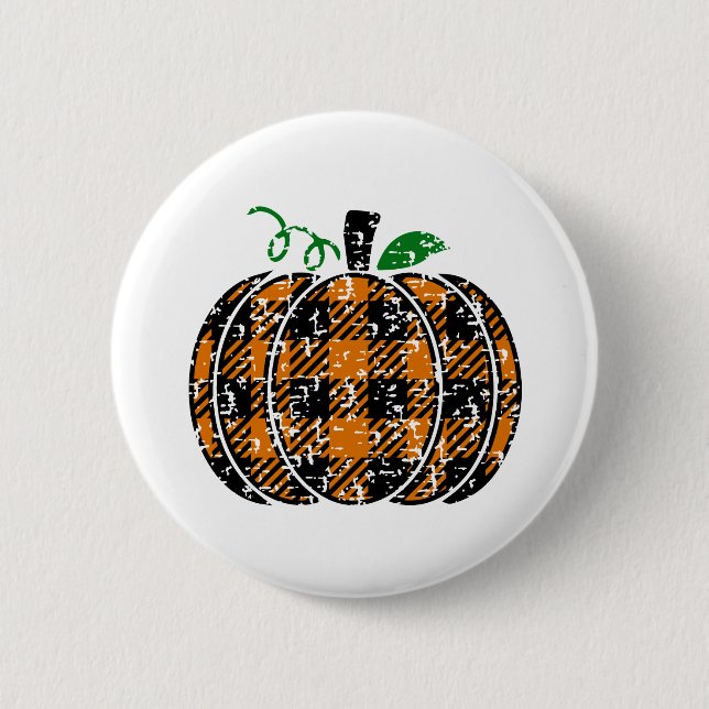 Macaron Rond 5 Cm Citrouille de plaid de chute (Devant)