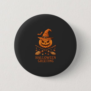 Macaron Rond 5 Cm Citrouille de salutation d'Halloween Chapeau de so