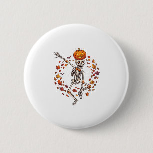Macaron Rond 5 Cm Citrouille de tête de squelette de danse d'Hallowe