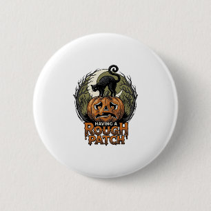 Macaron Rond 5 Cm Citrouille d'Halloween Chat Tache Brute Gravure Vi