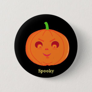 Macaron Rond 5 Cm Citrouille d'Halloween effrayante