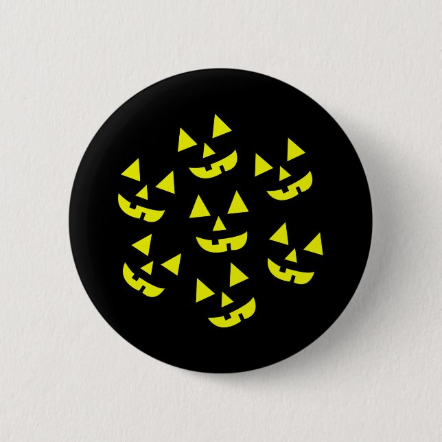Macaron Rond 5 Cm Citrouille d'Halloween Jack O' Lantern (Devant)
