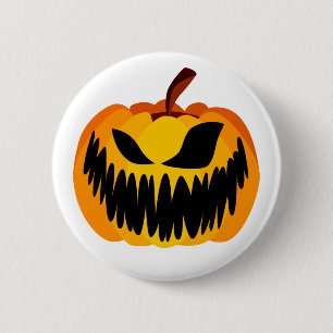 Macaron Rond 5 Cm Citrouille d'Halloween orange effrayant
