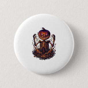 Macaron Rond 5 Cm Citrouille d'Halloween Portail Magique de Flammes 