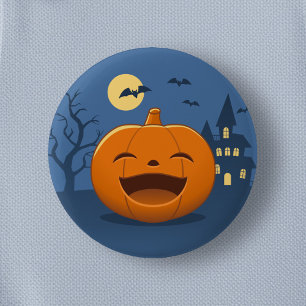 Macaron Rond 5 Cm Citrouille d'Halloween riante