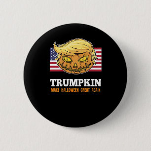 Macaron Rond 5 Cm Citrouille d'Halloween Trumpkin avec Drapeau