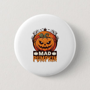 Macaron Rond 5 Cm Citrouille Folle Halloween Dessin de Gravure Vinta