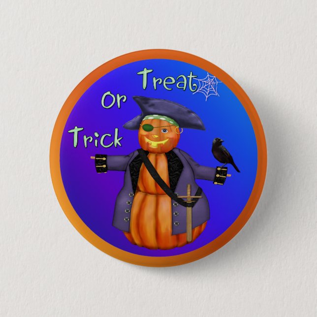 Macaron Rond 5 Cm Citrouille Pirate (Devant)