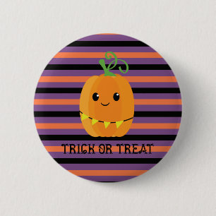 Macaron Rond 5 Cm Citrouille rayée Halloween Kawaii