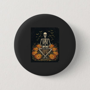 Macaron Rond 5 Cm Citrouille squelette Halloween Design Rétro Vintag