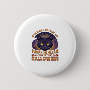 Macaron Rond 5 Cm Citrouilles Brillent Halloween Chat Noir Feuilles 
