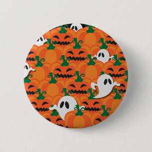 Macaron Rond 5 Cm Citrouilles fantomatiques de l'Halloween ensorcelé