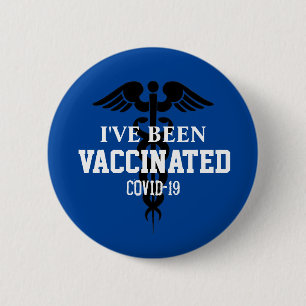 Macaron Rond 5 Cm Civil 19 Vacciné Coronavirus Bleu