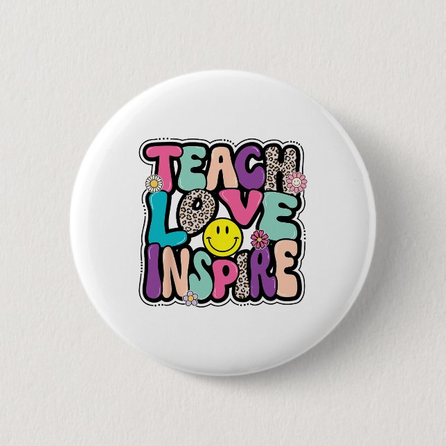 Macaron Rond 5 Cm Ck To School Enseigner L'Amour Inspirer Les Enseig (Devant)