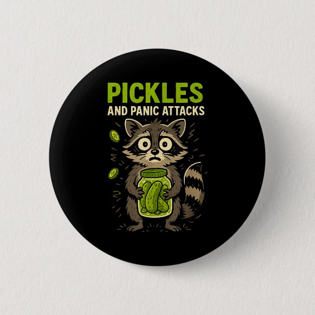 Macaron Rond 5 Cm Ckles And Panic Attacks Raccoon Trash Panda Funny  (Devant)