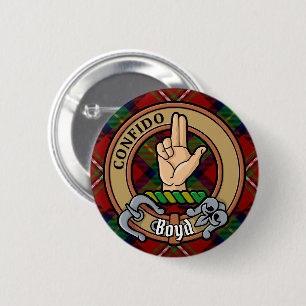 Macaron Rond 5 Cm Clan Boyd Crest sur Tartan