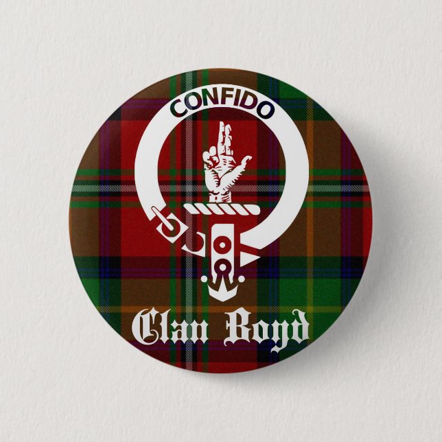 Macaron Rond 5 Cm Clan Boyd Crest Tartan (Devant)