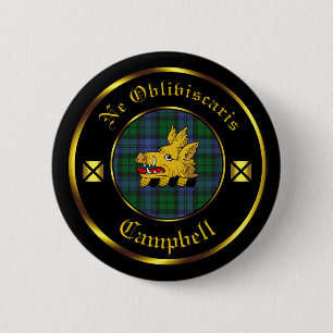 Macaron Rond 5 Cm Clan Campbell et Tartan Button