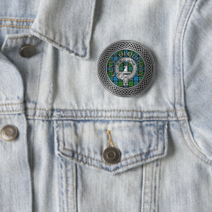 Macaron Rond 5 Cm Clan Colquhoun Crest & Tartan Knot