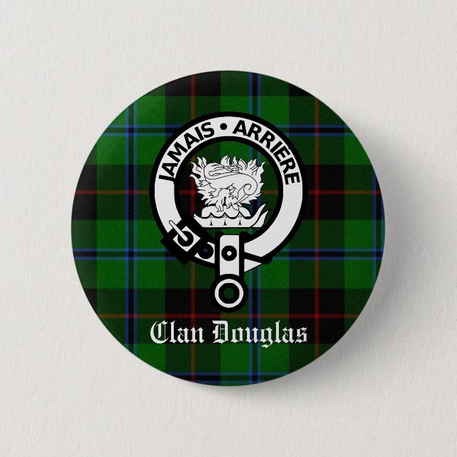 Macaron Rond 5 Cm Clan Douglas Tartan Crest (Devant)