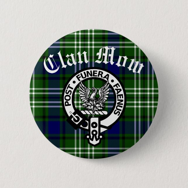 Macaron Rond 5 Cm Clan écossais Mow Crest & Tartan (Devant)