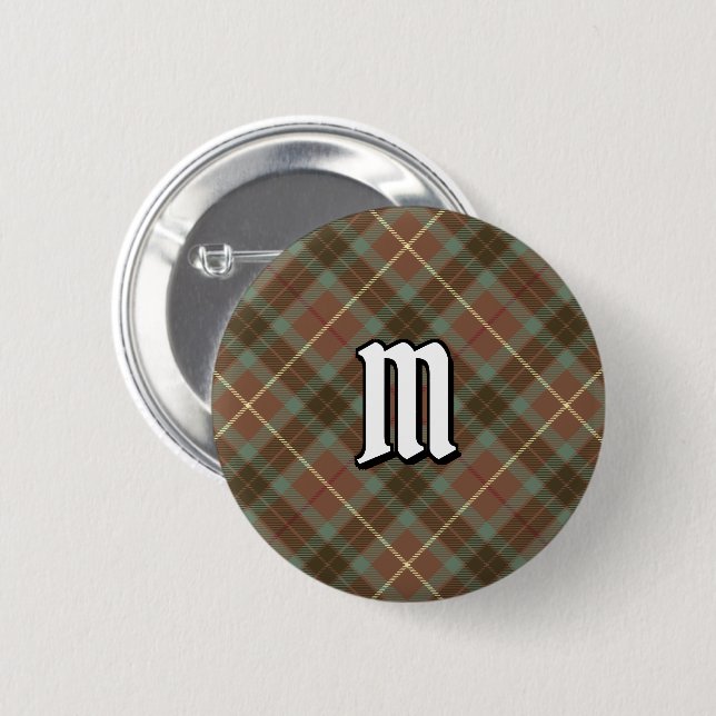 Macaron Rond 5 Cm Clan Fraser Chasse Tartan Patiné Bouton (Devant & derrière)