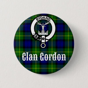 Macaron Rond 5 Cm Clan Gordon Tartan Crête