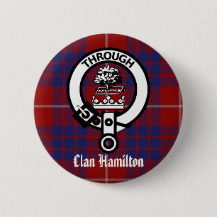 Macaron Rond 5 Cm Clan Hamilton Crest & Tartan