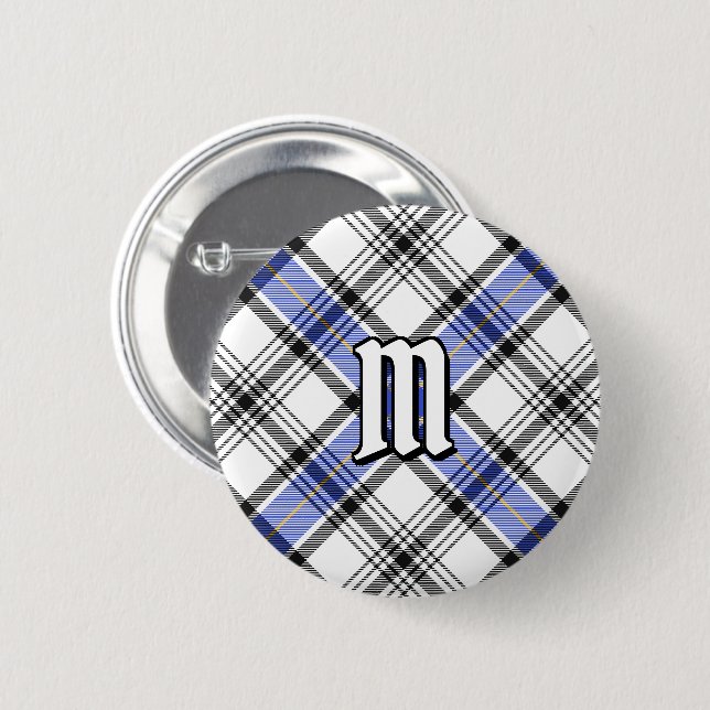 Macaron Rond 5 Cm Clan Hannay Tartan (Devant & derrière)