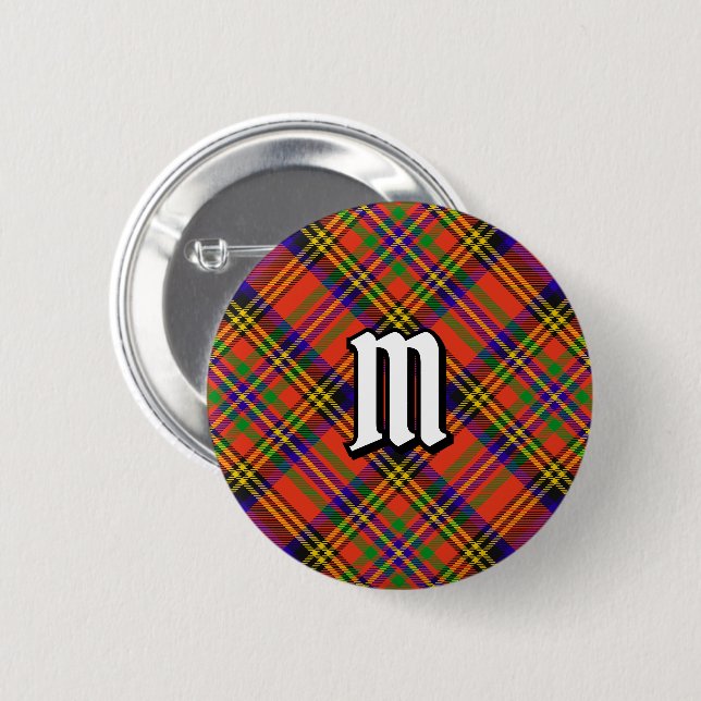 Macaron Rond 5 Cm Clan Hepburn Tartan (Devant & derrière)