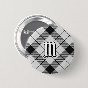 Macaron Rond 5 Cm Clan MacFarlane Tartan noir et blanc