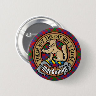 Macaron Rond 5 Cm Clan MacGowan Crest sur Tartan