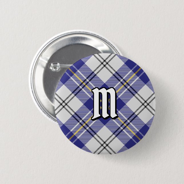 Macaron Rond 5 Cm Clan MacPherson Bouton tatan robe bleu (Devant & derrière)