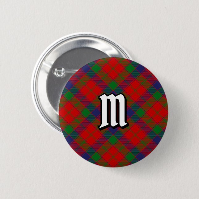 Macaron Rond 5 Cm Clan Robertson Bouton Tartan (Devant & derrière)