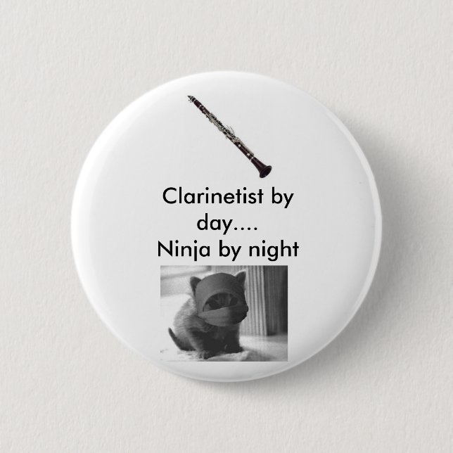 Macaron Rond 5 Cm Clarinetist Ninja (Devant)