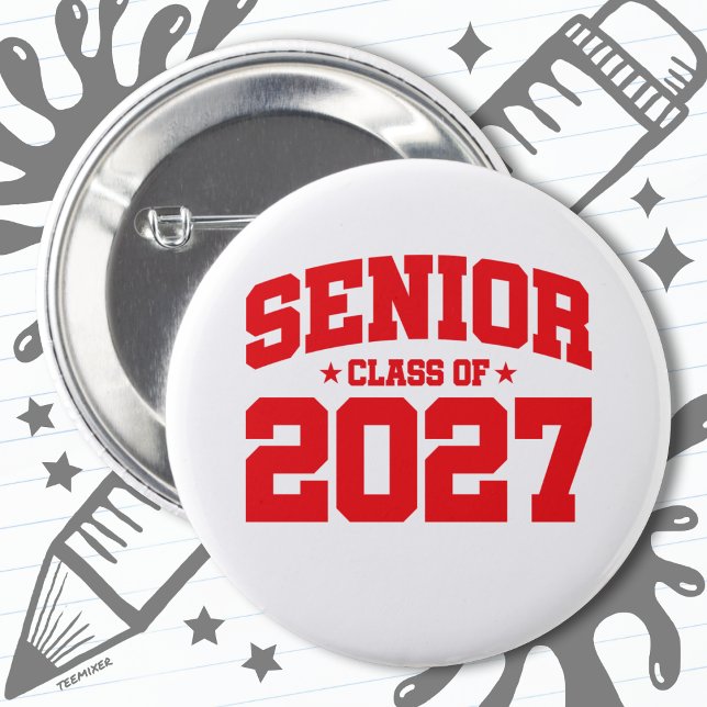 Macaron Rond 5 Cm Classe de 2027 Lycée Graduation Senior 2027 (Créateur téléchargé)