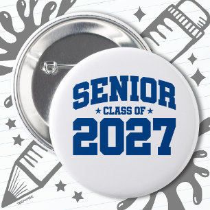 Macaron Rond 5 Cm Classe de 2027 Lycée Graduation Senior 2027