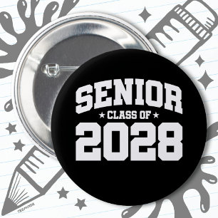 Macaron Rond 5 Cm Classe de 2028 Lycée Graduation Senior 2028