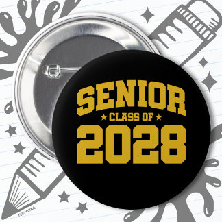 Macaron Rond 5 Cm Classe de 2028 Lycée Graduation Senior 2028