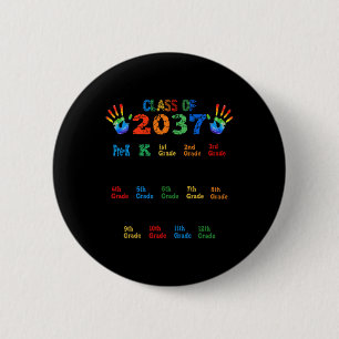 Macaron Rond 5 Cm Classe de 2037 Grow With Me Color Handprint Pre-K 