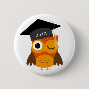 Macaron Rond 5 Cm Classe faite sur commande orange mignonne du hibou