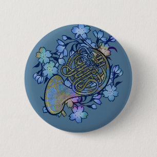 Macaron Rond 5 Cm Classe Fleurs Bleues de la Corne Française