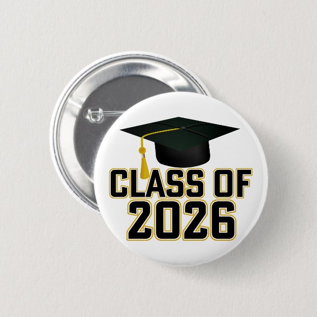 Macaron Rond 5 Cm Classe Letterman de 2026 Graduation (Devant & derrière)