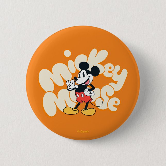 Macaron Rond 5 Cm Classic Mickey Mouse Bubble Letter Name Graphic (Devant)