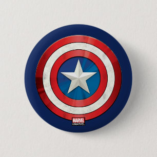 Macaron Rond 5 Cm Classique Avengers   Captain America Brusted Shiel