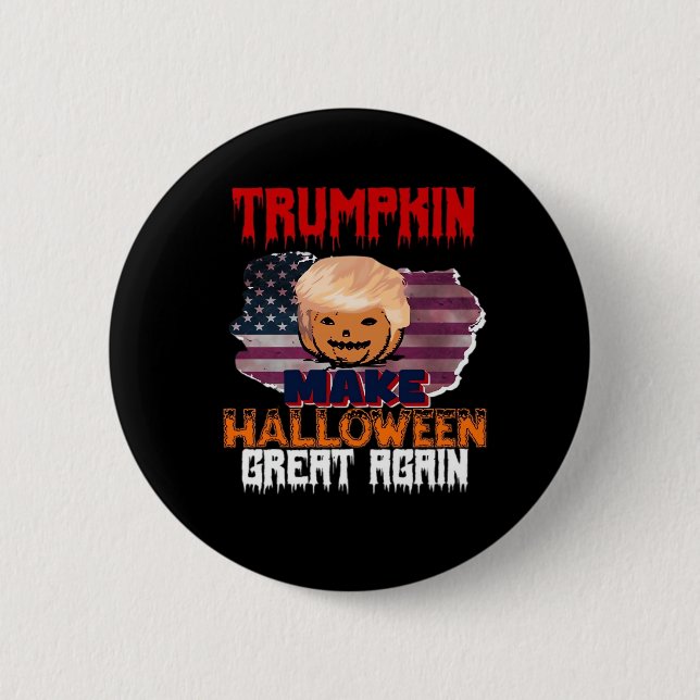 Macaron Rond 5 Cm Classique d'Halloween de Trumpkin (Devant)