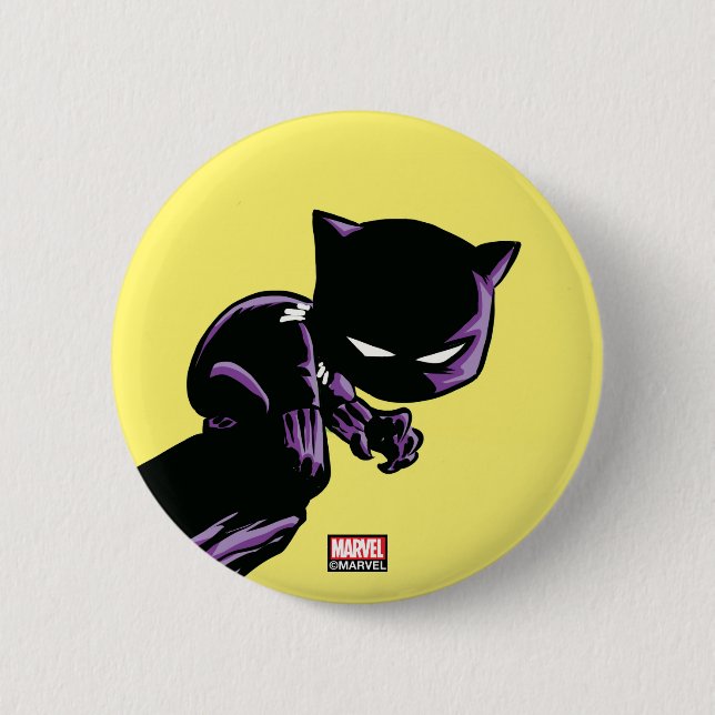 Macaron Rond 5 Cm Classiques Avengers | Mini Black Panther sur une f (Devant)