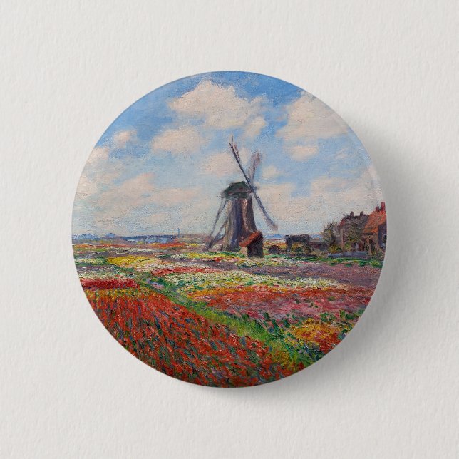 Macaron Rond 5 Cm Claude Monet - Champ de Tulipes en Hollande (Devant)